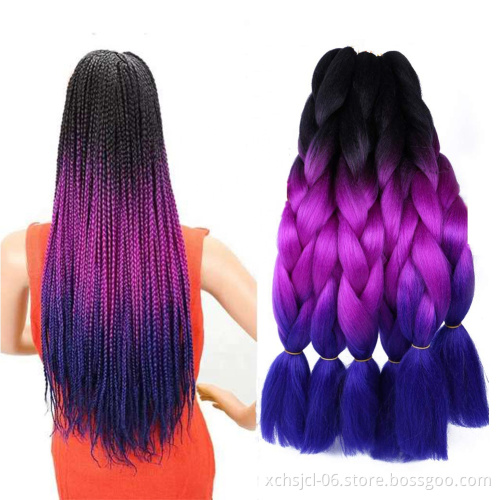 Jumbo Braiding Hair Extensions Braiding Hair 24 Inch Ombre Multiple Tone Colored Synthetic Hair for Women